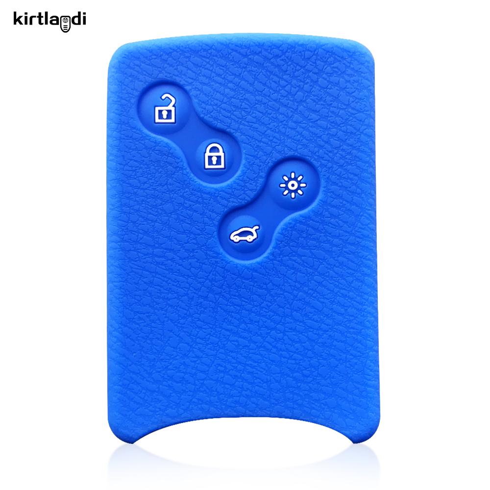 

Силиконовый чехол для ключа Renault Megan 3 Laguna Fluence NEMA Clio 4 Captur Zoe Card 4-кнопочный чехол для ключа Защита пульта брелок синий