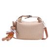 Simple Houndstooth Pattern Parent Child Shoulder Bag With Pendant For Kids Daily Use