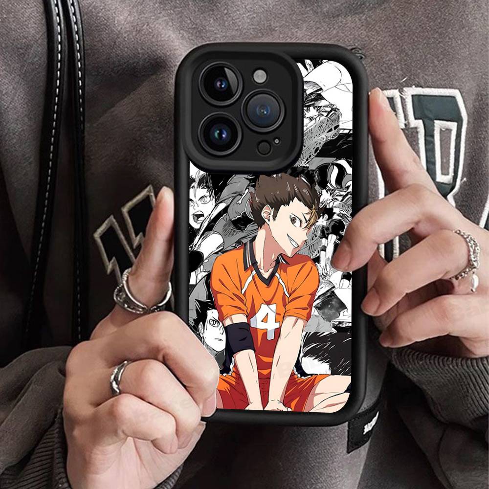 Japan Anime Haikyuu For iPhone 17 Pro Max 16 15 14 13 12 11 Plus Black Soft Phone Cover