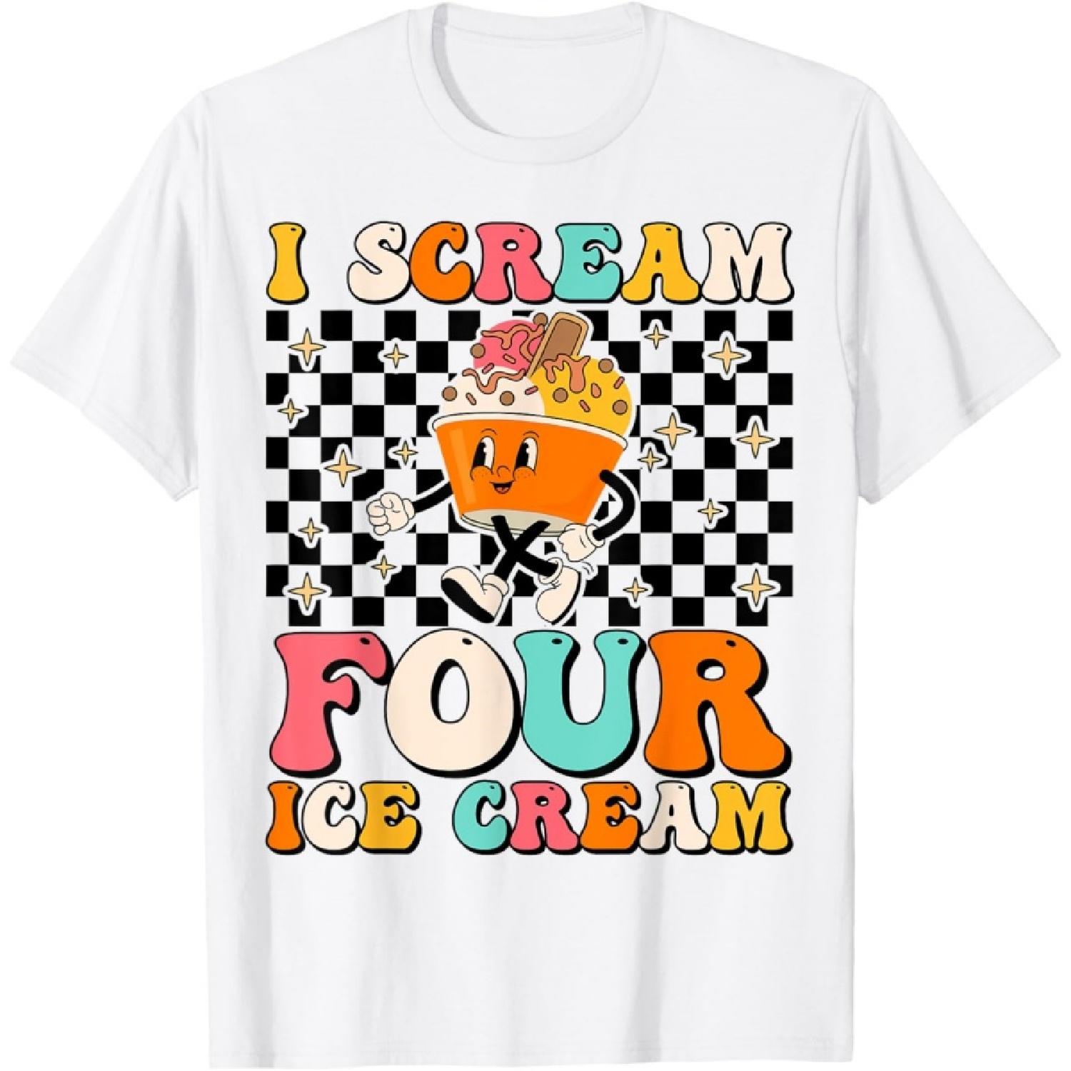 

I Scream Four Ice Cream Girls 4th Birthday T-Shirt(1) XXXXXL білий