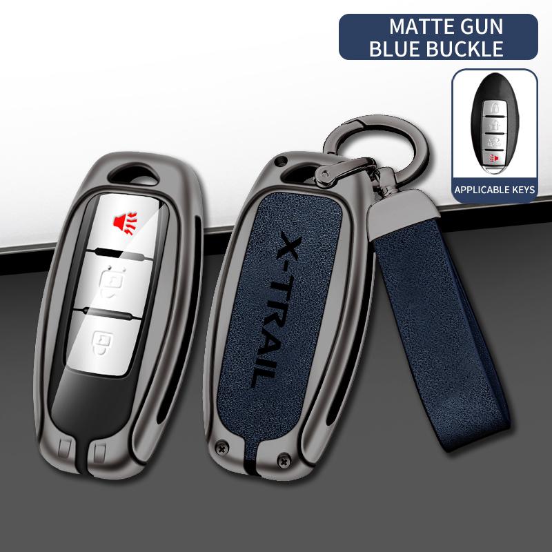 Zinc Alloy Car Key Case Cover For Nissan X-Trail T30 T31 T32 T33 Key Shell Protector Bag With Keychain Interior Accessories