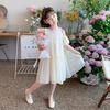 Girls Summer Off Shoulder Chiffon Princess Dress Short Sleeve