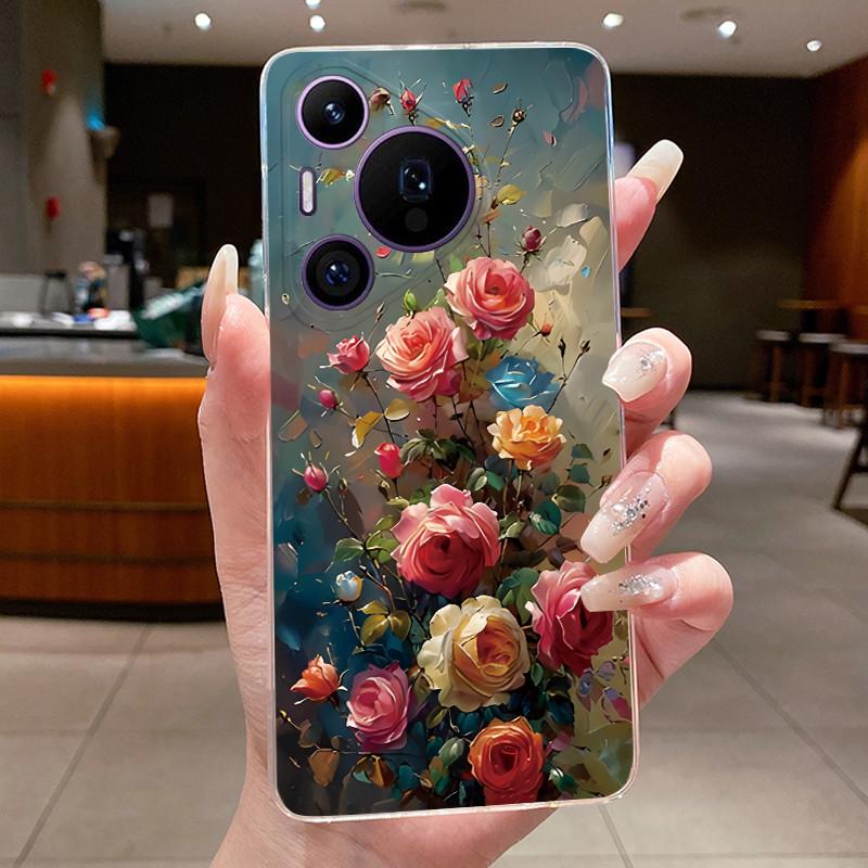 Phone Case For Huawei Pura 70 Pro Plus 70Pro+ 5G Simplicity Luxury Butterfly Flowers Transparent Casing Soft Silicone Back Cover