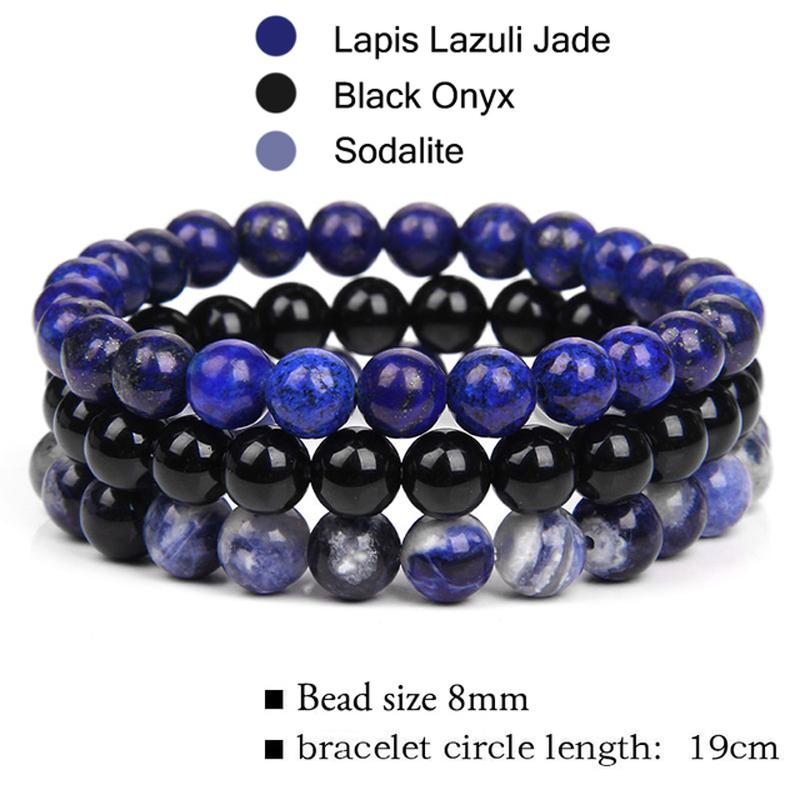 8mm Natural Stone Bracelet 3Pcs 1Set Rhodonite Rose Pink Quartzs  Amethysts Hematite Bracelets For Women Men Zircon