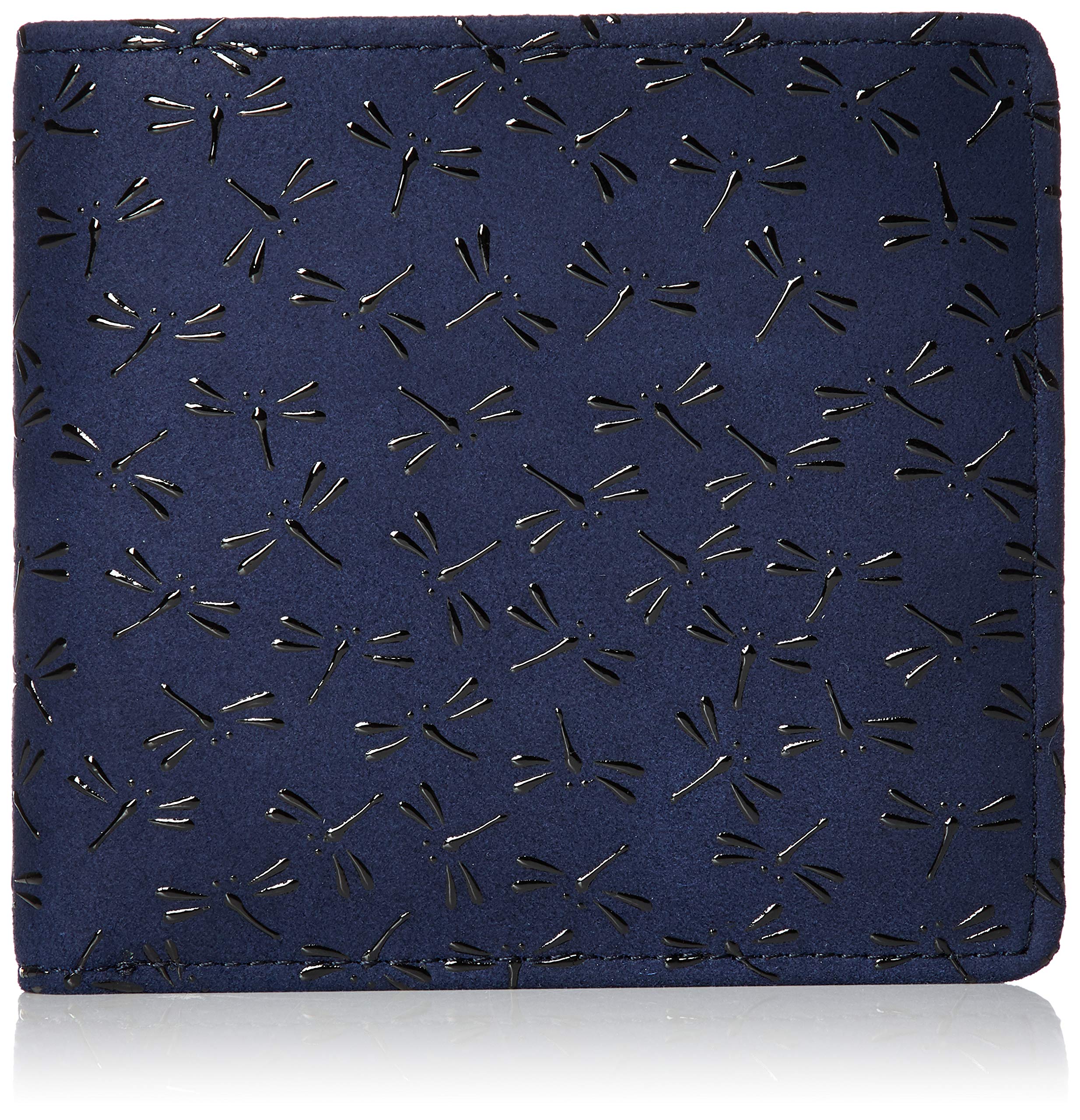 

wallet bill compartment S navy deerskin x black lacquer dragonfly pattern [Indenya] Bi-fold men s 2008-4-008