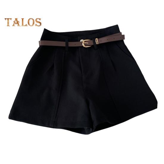 

Женские шорты с высокой талией, застежкой-молнией, однотонные повседневные шорты с карманами, универсальные летние шорты M чёрный