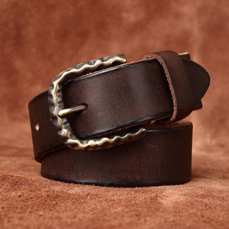 Men's Belt Retro Washed Retro Style Personality Trendy Thickening Genuine Cattlehide Leather Surface All-Match Jeans Belt