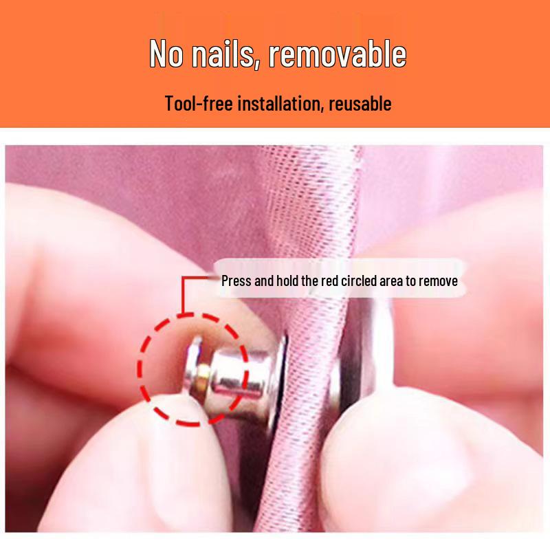 Magnetic Shower & Bed Curtain Buckle Set: Large, Nail-Free, Hidden Fasteners, Double Buckle Design, No-Sew Attachment
