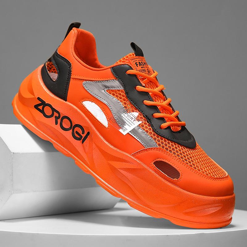 

New Summer Men Shoes Breathable Outdoor Sneakers Platform Casual Sneakers Running Shoes Hollow out Sandals Zapatillas Hombre 44 оранжевый