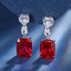 Jewelry Copper Bottom Gold-Plated Imitation Color Treasure Corundum Temperament Stud Earrings Female Main Stone 10 * 12