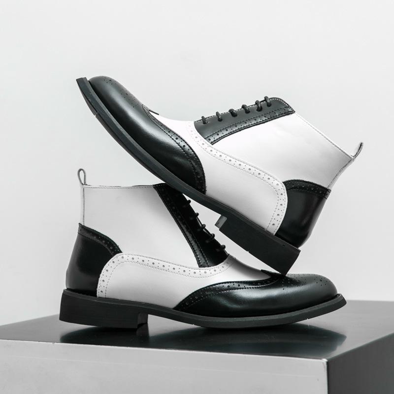 Men's High-Top Leather Pointed Toe Boots - Formal Casual Large Size Fashionable Short Martin Boots for Autumn.
