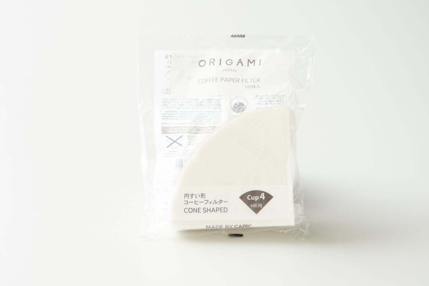 

KI ORIGAMI Abaca Coffee Filters, 4-Cup Capacity, 100 Filters, Conical Shape, Made in Japan