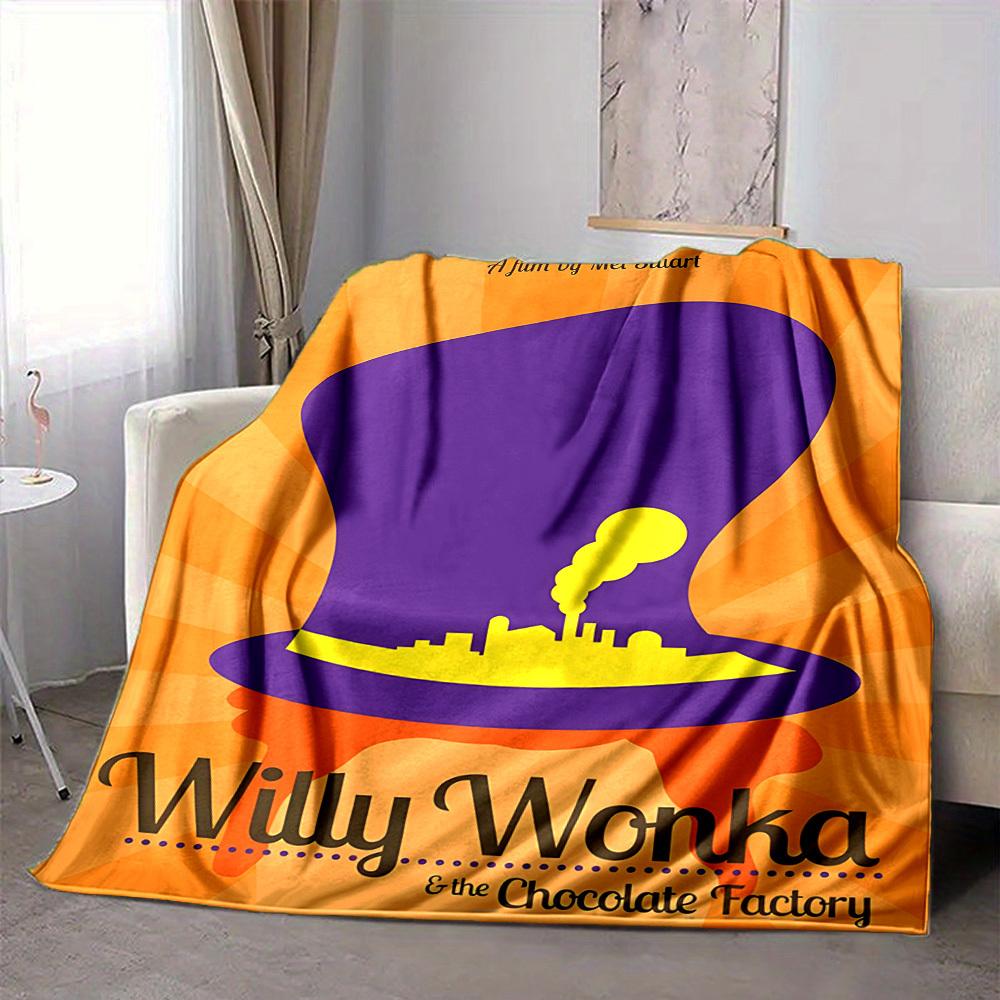 1 Stück Willy Wonka, Schokoladenfabrik Decke Leichte Flanell-Kuscheldecke für Sofa, Bett, Reise, Camping, Wohnzimmer, Büro, Couch, Stuhl und Bett