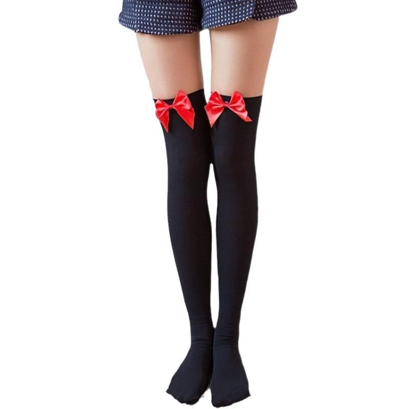 Velvet Bow Temptation Women's Over-the-Knee Lingerie Socks