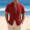 New Men's Summer Short Sleeve Casual Beach Shirt Light Breathable Sunscreen Stand-Up Collar Button-Up Shirt