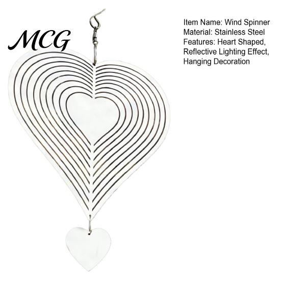 Wind Spinner Outdoor Stainless Steel Reflective Spinners Garden Decor, Sparkly Chime, Decorative Metal Art Yard Patio Farm Heart Gifts for Mom, Women