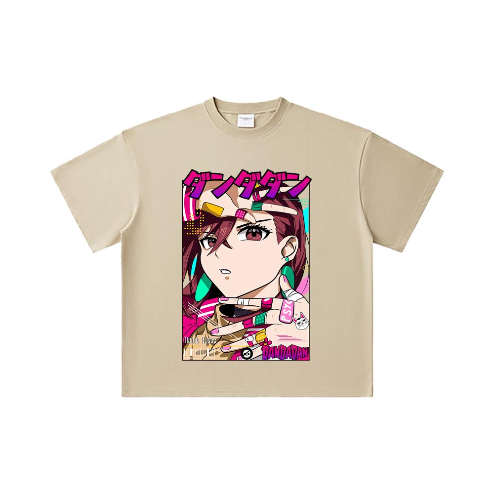 260 GSM Double Yarn 32 Count 100% Cotton Dandadan V21 Momo Print Unisex Heavy Cotton T Shirt