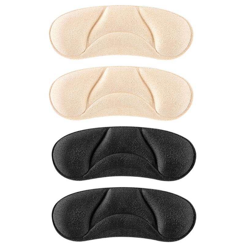 4 Pairs Curved Heel Grip Pads Soft Faux Suedes Sponge Cushions for High Heels Comfort and Pains Relief in Long Standing