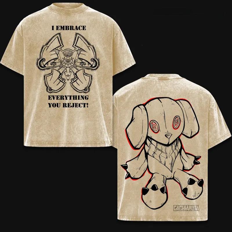 Аниме Гачиакута Рудо Графическая Футболка Мужская Женская с Коротким Рукавом Одежда Оверсайз Футболка Стиранная Хлопковая Футболка Харадзюку Мужская Футболка S коричневый