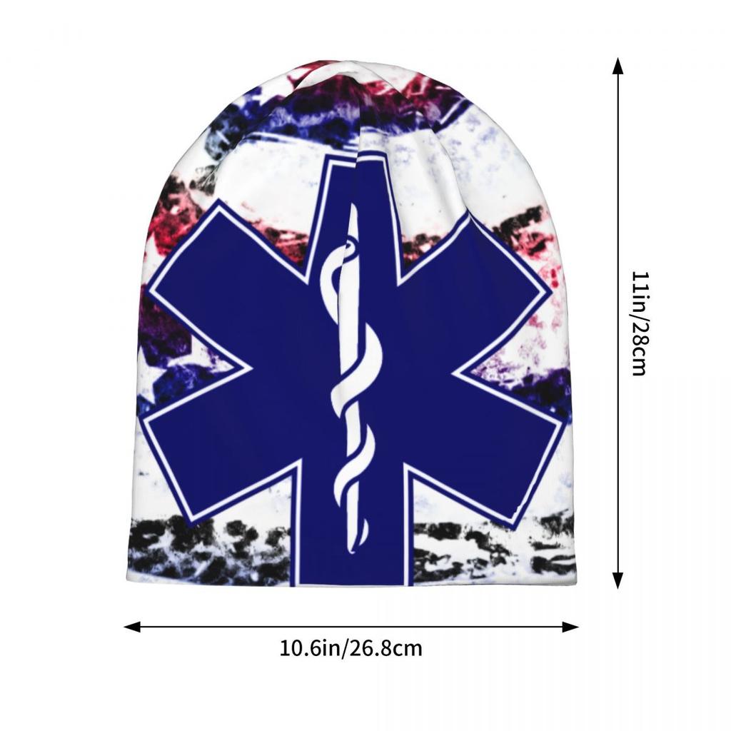 Patriotic EMT Logo Bonnet Hats Cool Outdoor Star of Life Skullies Beanies Hats Unisexs Womens Spring Multifunction Cap