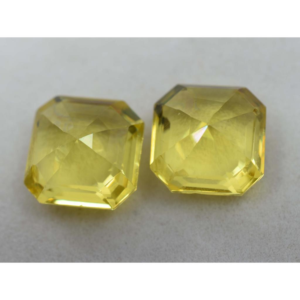 Natural Yellow Sapphire Loose Gemstone 17.74 Ct Square Cut Pair September Birthday Birthstone