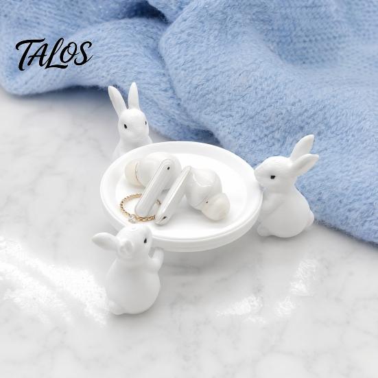 Talos 3D Printed Cute Rabbit Tray Figurine, Multi-Functional Desktop Storage Holder for Headphones Jewelry Small Trinkets, Stable White Ring-Shaped