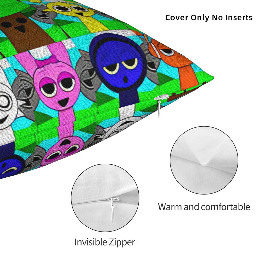 Sprunki Wenda Oren Funbot Square Pillow Cases Beats Game Cushion Cover Awesome Zippered Decor Pillowcover for Car 45*45cm