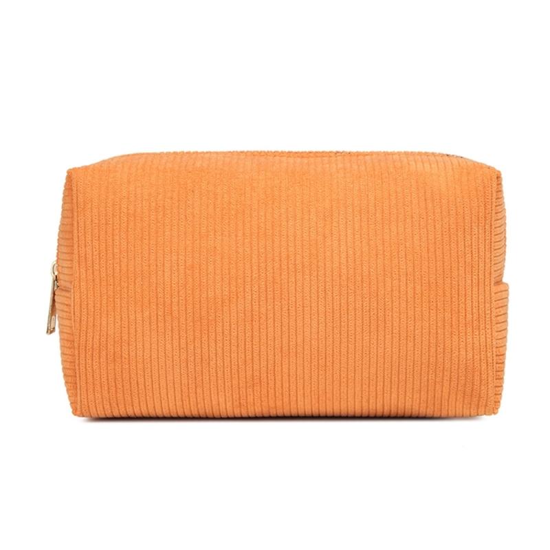 

Portable Makeup Brush Tool Storage Bag with Zippered Corduroy Solid Color Cosmetic Bag Large Capacity Zippered Purse 1 оранжевый