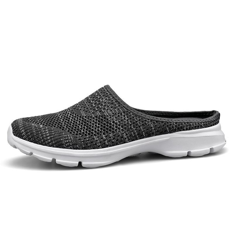 

New large size one-pedal Korean version hollow lazy bag head half slippers women s mesh casual breathable women s walking slippers 48 сірий колір