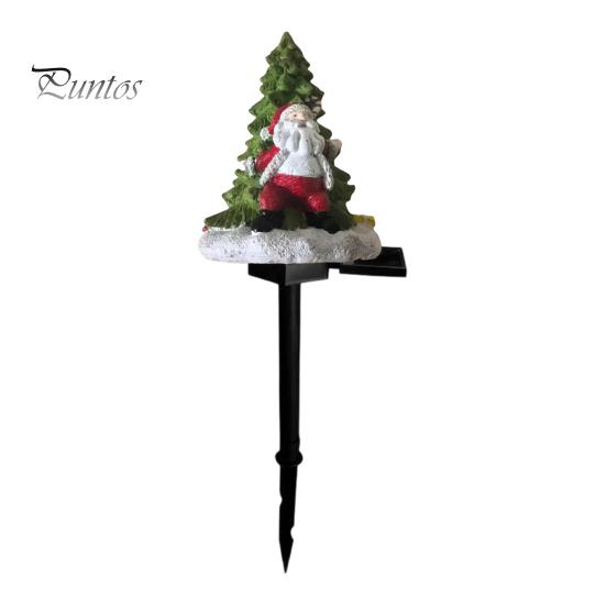 Holiday Yard Lighting for Winter Christmas Solar Garden Light, Santa Tree Resin Stake Decor with Decorative Lights Courtyard Warm Glow, Waterproof