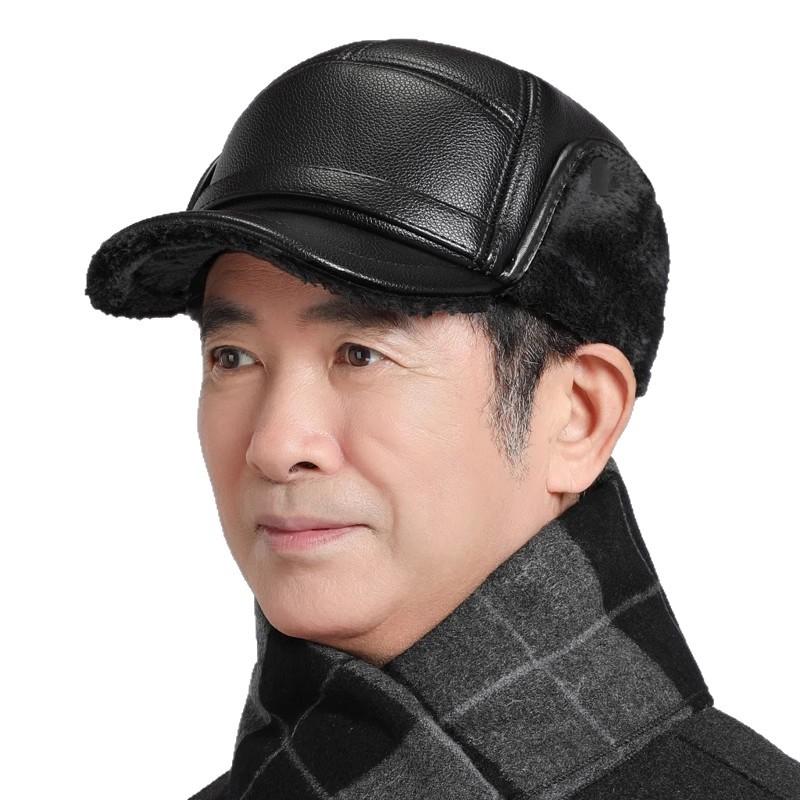 Hat Men In Winter The Elderly Cap Dad Grandfather Old Hat Thickened Plush Ear Protector Baseball Cap