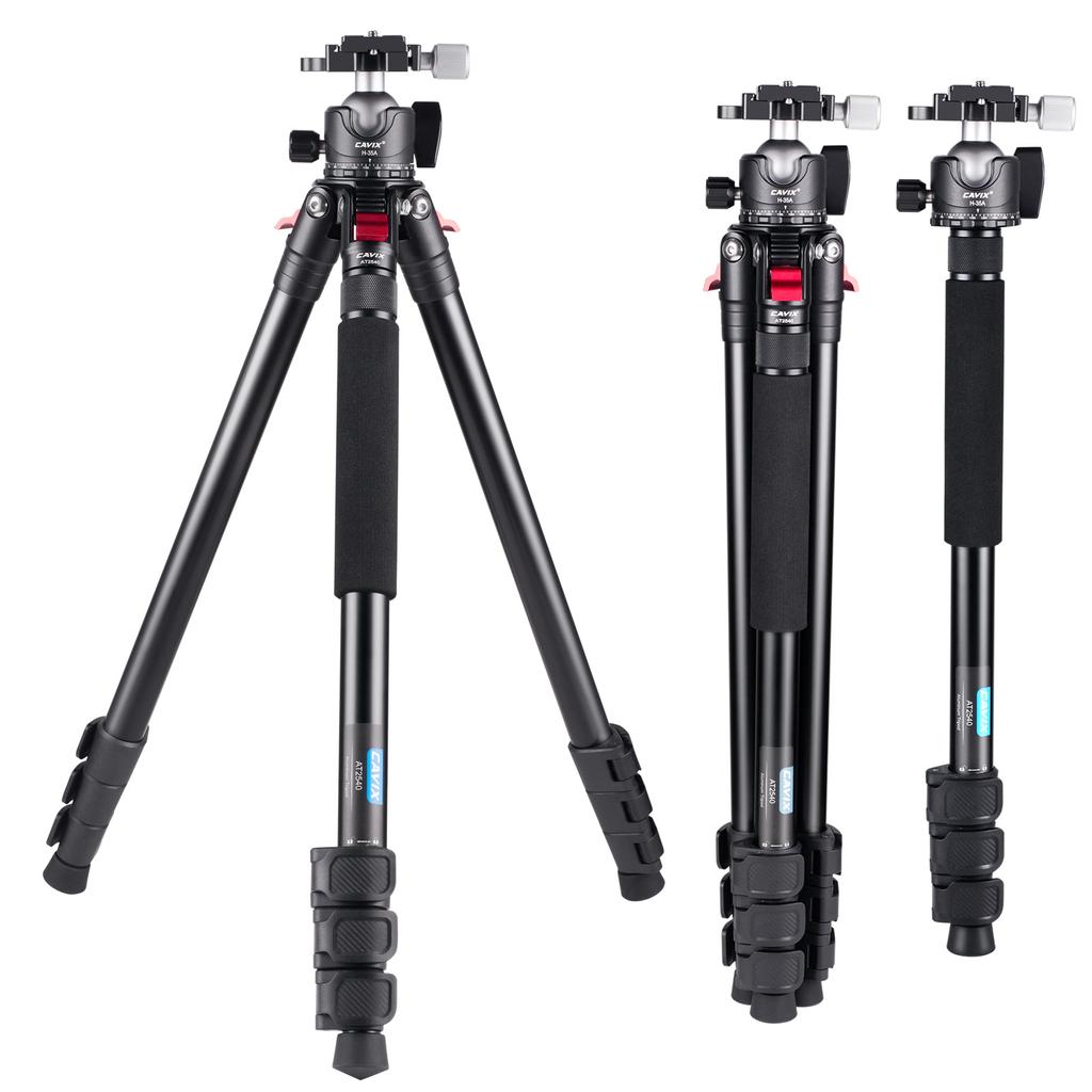 CAVIX AT2542 Treppiede Pieghevole per Fotocamera da 52,5 pollici con Testa Sferica Fluida Lega di Alluminio 10kg/22lbs