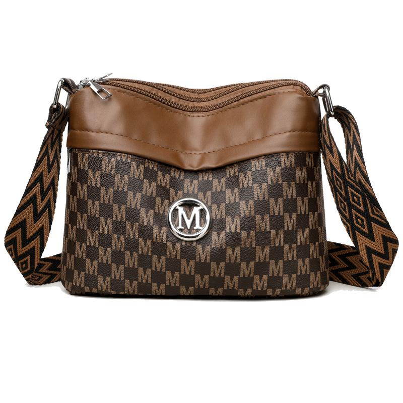 

Элегантная, простая, модная, с принтом, трехслойная молния, трендовая, универсальная, большой вместимости сумка через плечо 25x11x18cm коричневый