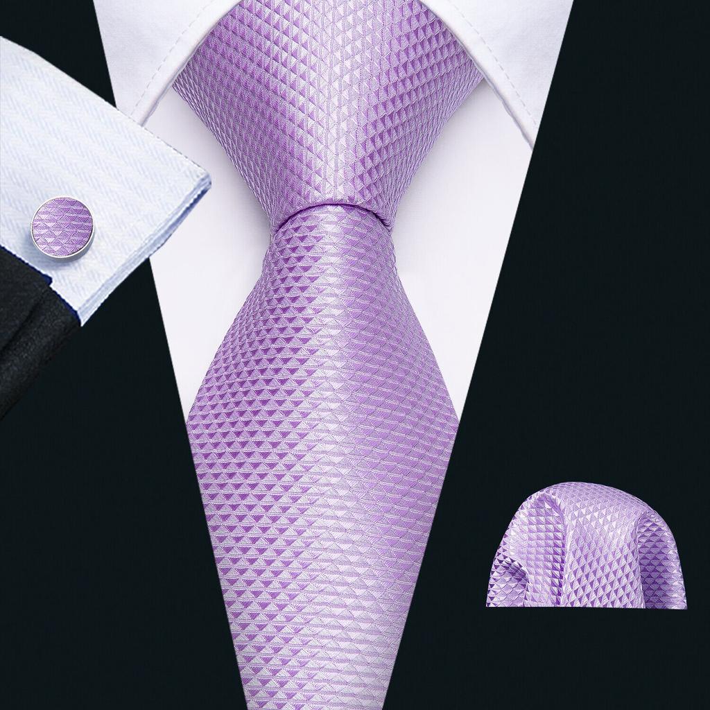 Barry.Wang Ties for Men Necktie Hankerchief Cufflinks Set Burgundy Striped Jacquard Wedding