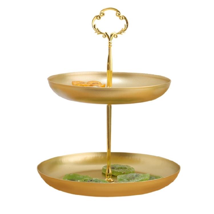 Multi Purpose 2 Tiers Iron Stand for Fruits Vegetables and Snacks Detachable Fruit Holder Tray Nonslip Base Basket