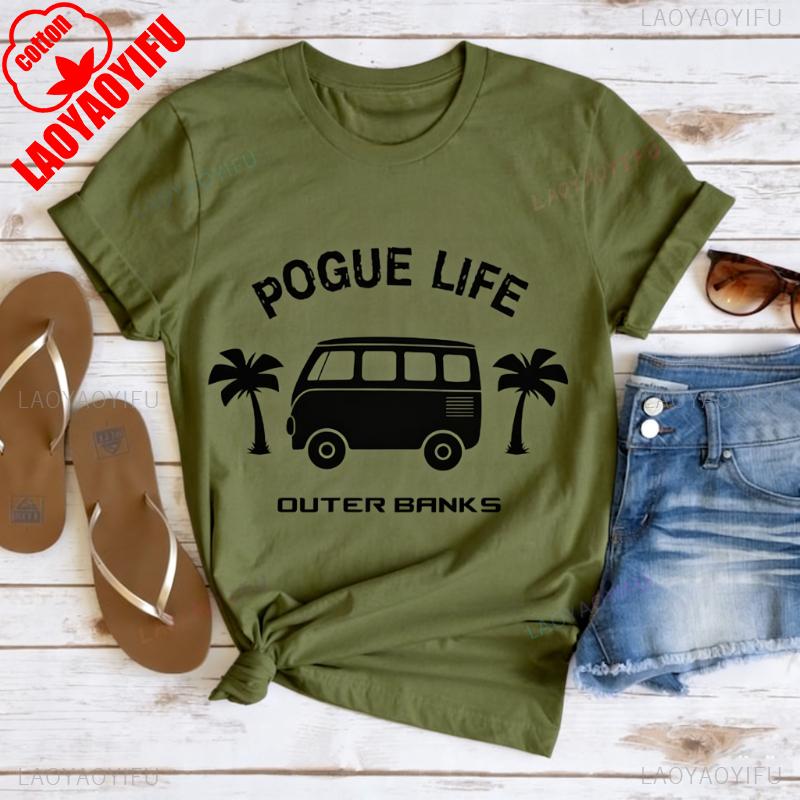 Pogue Life Outer Banks Surf Van OBX Lovers Gift Show Fans Unisex Shirt Allmatch Regular Short Sleeve Printed Tshirt Tops
