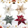 Velvet Cloth Glitter Christmas Flower Red Gold Glitter Fleece Simulation Flower Flower Hanging Ornament Flower Hanging Ornaments