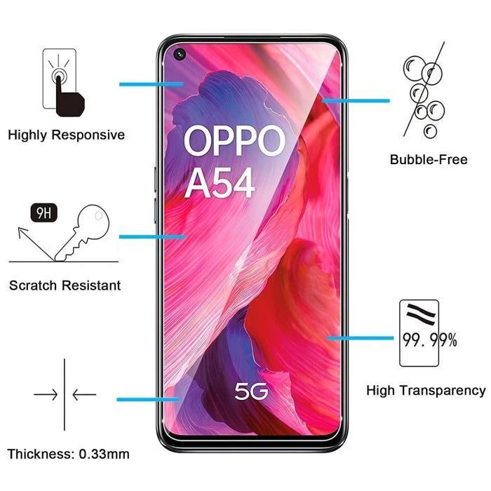 Case for Oppo A54 5G - Phonillico - Soft Silicone - 2 Tempered Glasses - Screen Protector