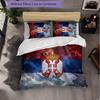 Serbia Pattern 3 Pieces Bedding Set Soft Microfiber Duvet Cover with Pillow Cases for Bedroom
