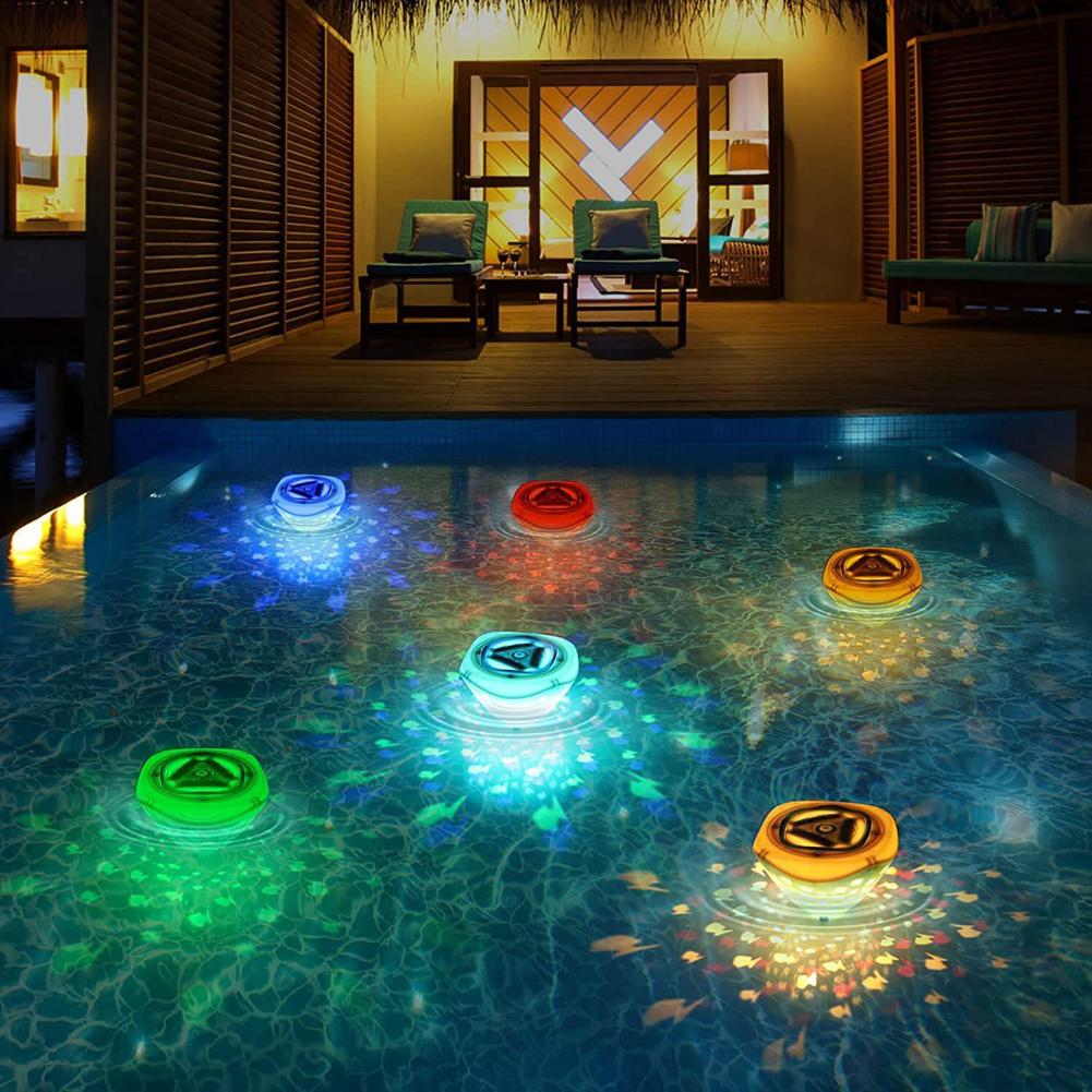 Floating Pool Light LED Fish Pattern Projection Lamp IP67 Waterproof Bathtub Lights with 4 Color Lights 6 Light Modes