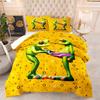 Fun Frog Cartoon Bedding Set Full Size King Size,Cute Frog Microfiber Comforter Cover Set,Single Quilt Cover For Teen Boys Girls