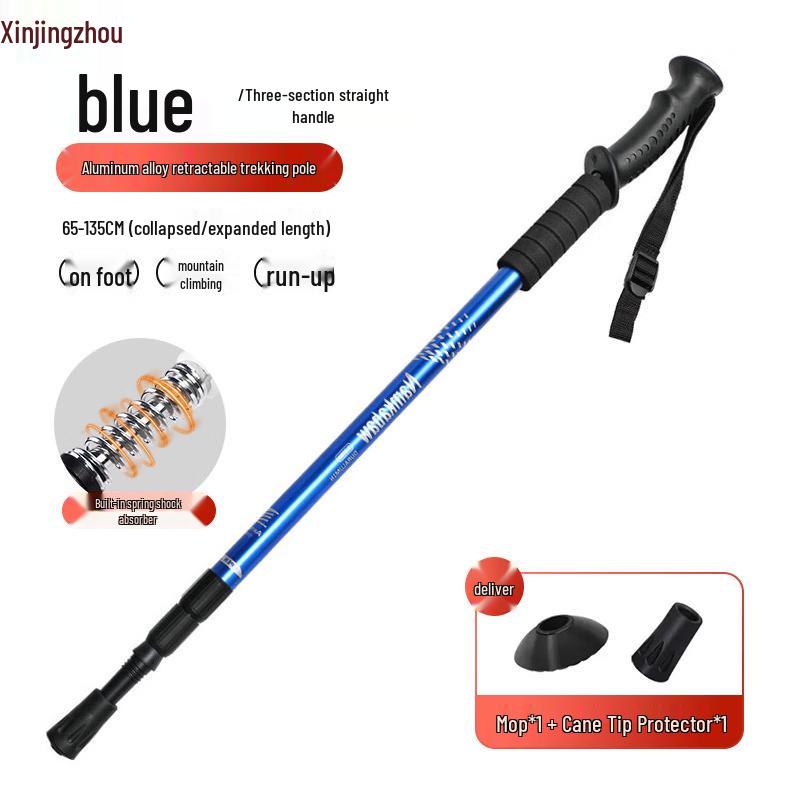 Upgraded 3-Section Telescopic Straight Handle Trekking Pole