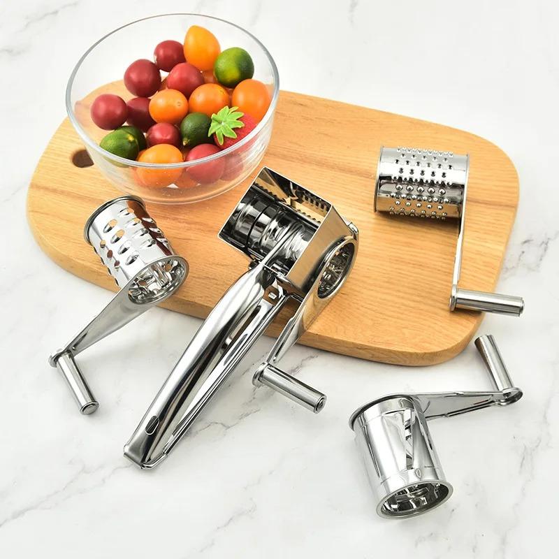 4 In 1 Rotary Cheese Grater - Stainless Steel Shredder For Parmesan, Butter, Nut | Kitchen Gadget Multi Use Tool Set