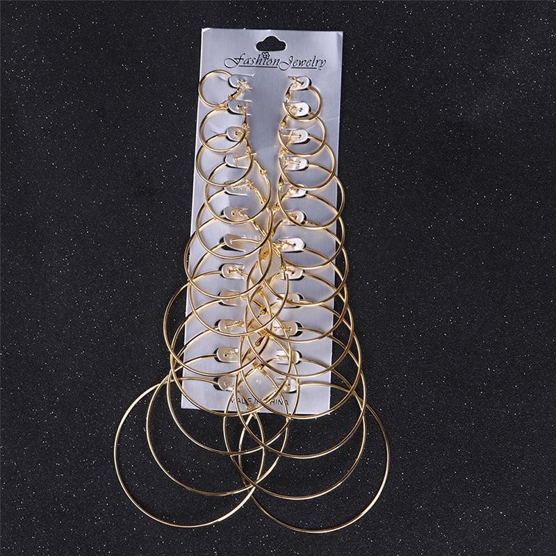Big Circle Hoop Earring Set Fashion Hiphop Gold&Silver Color Earrings For Cool Girl