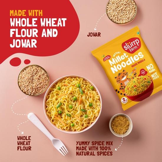 Slurrp Farm Instant-Nudeln ohne Mehl, ohne MSG | Magic Masala | Nicht frittiert, Hirse-Nudeln, 60g