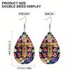 2 Pairs/Set Colorful Lily Flower Cross Pattern PU Leather Earrings Easter Earrings Women's Elegant Fashion Tears Earrings Holiday Party Gift