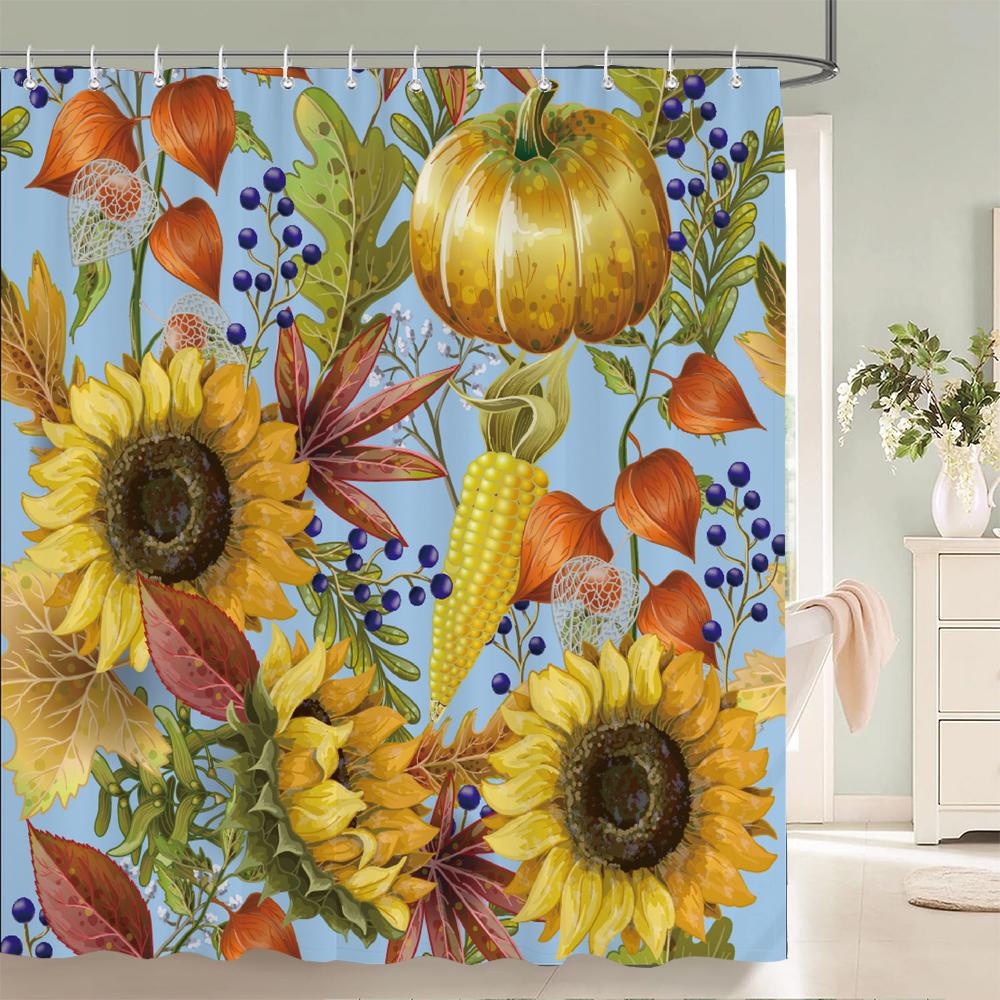 Beautiful Colorful Sunflower Flower Printed Shower Curtains Frabic Waterproof Polyester Decor Bath Curtain With Hooks 240x180cm
