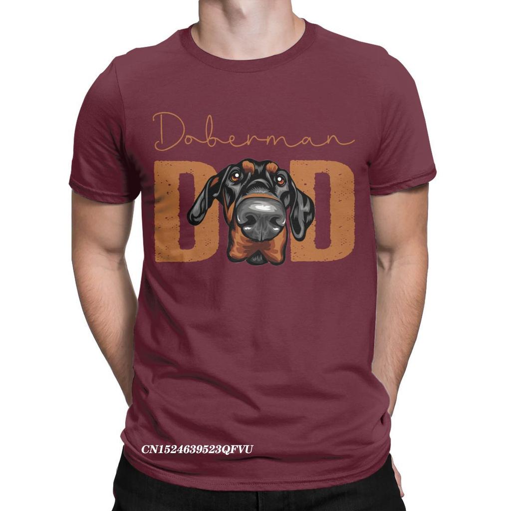 Men Doberman Dad Dog Tops T Shirts Animal Pet Oversized Pure Cotton Novelty Harajuku Crewneck Tees Aesthetic Camisas T-Shirt