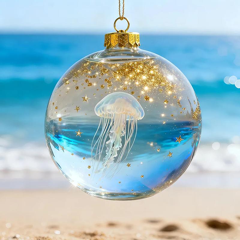 8Cm Transparent Acrylic Ball Cardinal/Hummingbird Pattern Creative Tree Decoration Hanging Pendant For Home