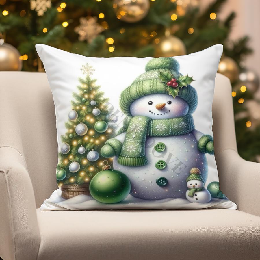 Home Decor Christmas Snowman & Tree Pillows Suitable For Sofa Bedroom Car Pillow Cover Cushion Rectangular Back Cushion